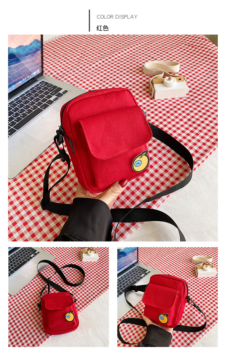 Cute little bag for girls 2024 New trendy and energetic girl student phone bag, Japanese-style fresh and clean crossbody canvas bag undefined