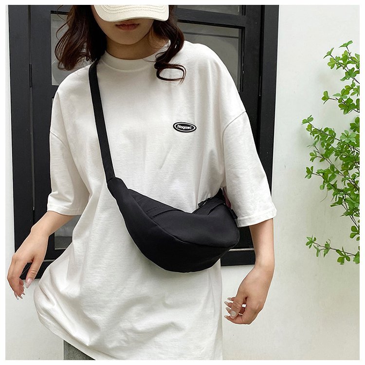2023 Self-made zipper dumpling solid color Tote fashionable, casual, versatile and artistic single-shoulder crossbody canvas women's bag details Picture