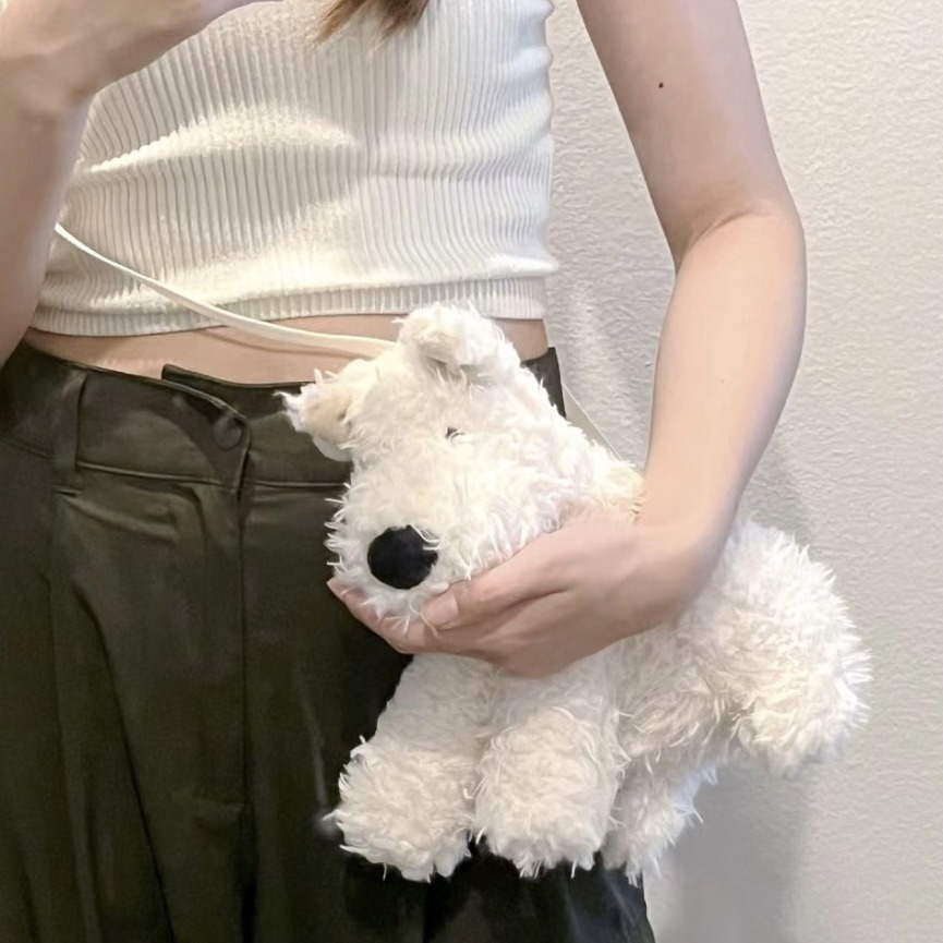 2023 New West Highland Doll Bags, Cartoon plush toy figurines, crossbody bags, puppy fur bags, internet-famous styles details Picture
