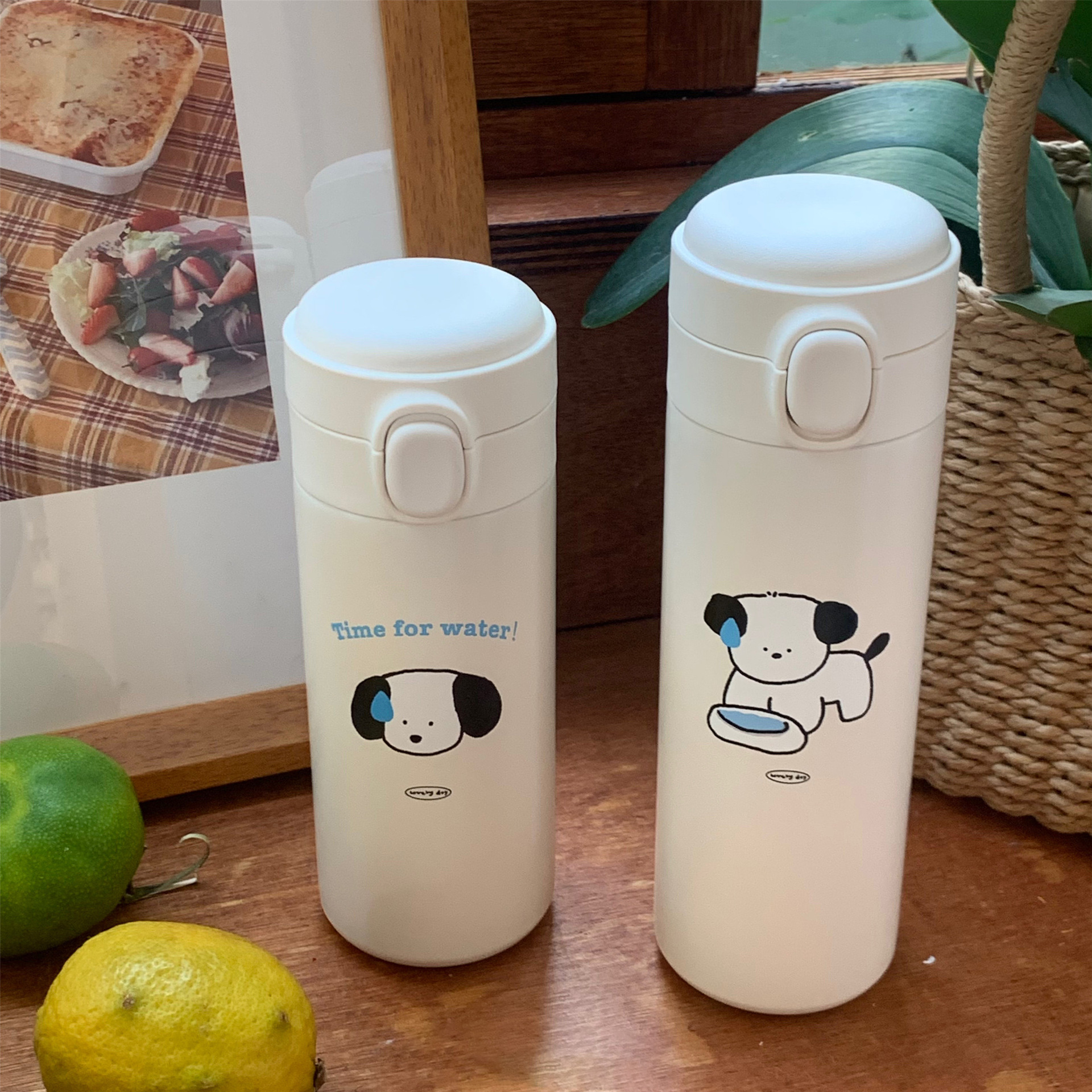 Original design Sweating Dog insulated cup, Korean ins style 304 stainless steel water cup, portable large-capacity insulated cup full figure