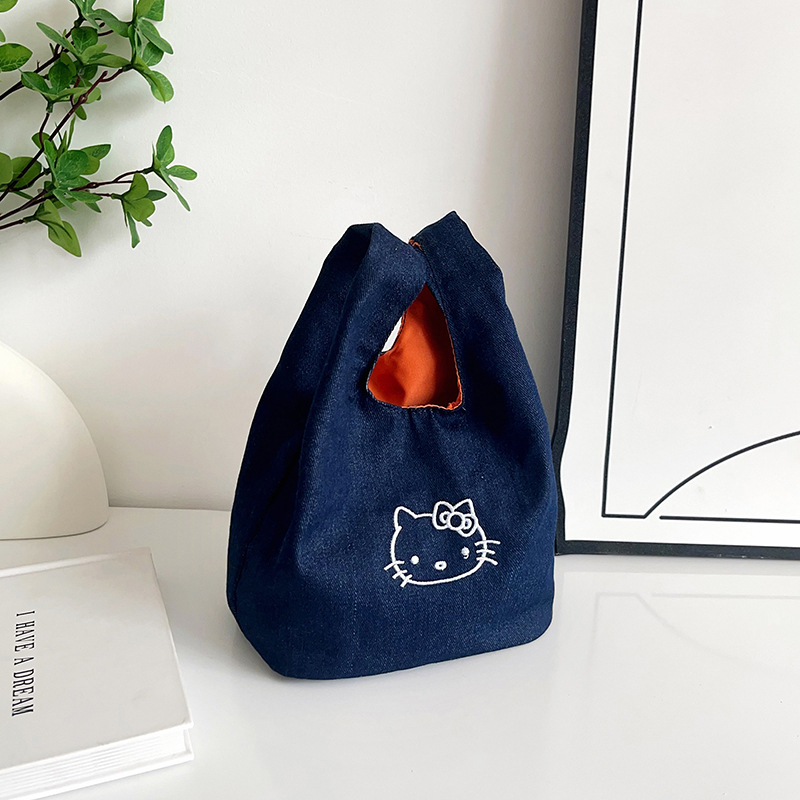 2025 New canvas handbag, a popular female cartoon bucket bag, versatile for Japan and South Korea, and an ins hand-held tote lunch box bag Specification drawing