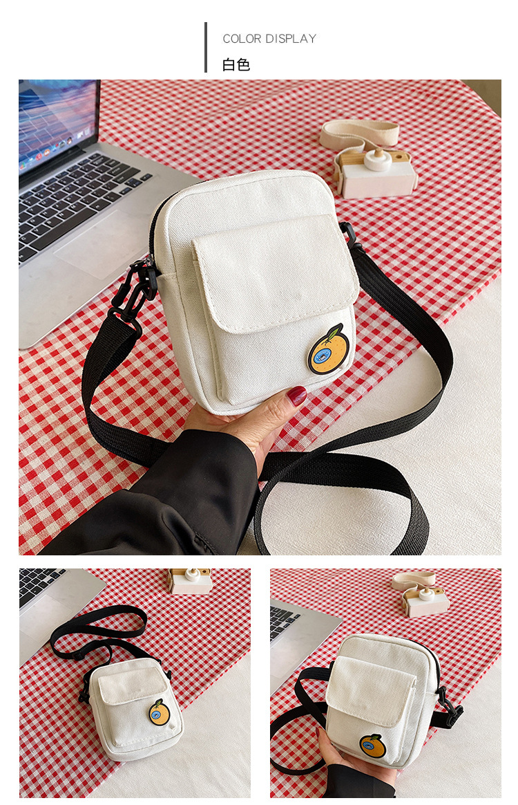 Cute little bag for girls 2024 New trendy and energetic girl student phone bag, Japanese-style fresh and clean crossbody canvas bag undefined
