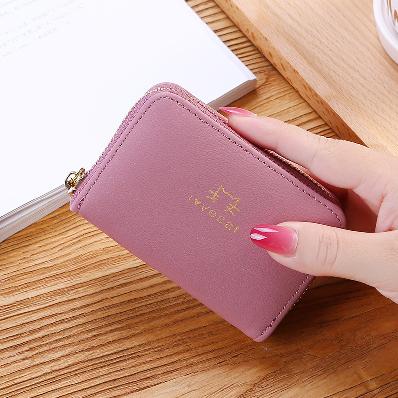 New simple and fashionable organ card case, women's zipper card case, men's and women's card case, driving license case, credit card wallet details Picture