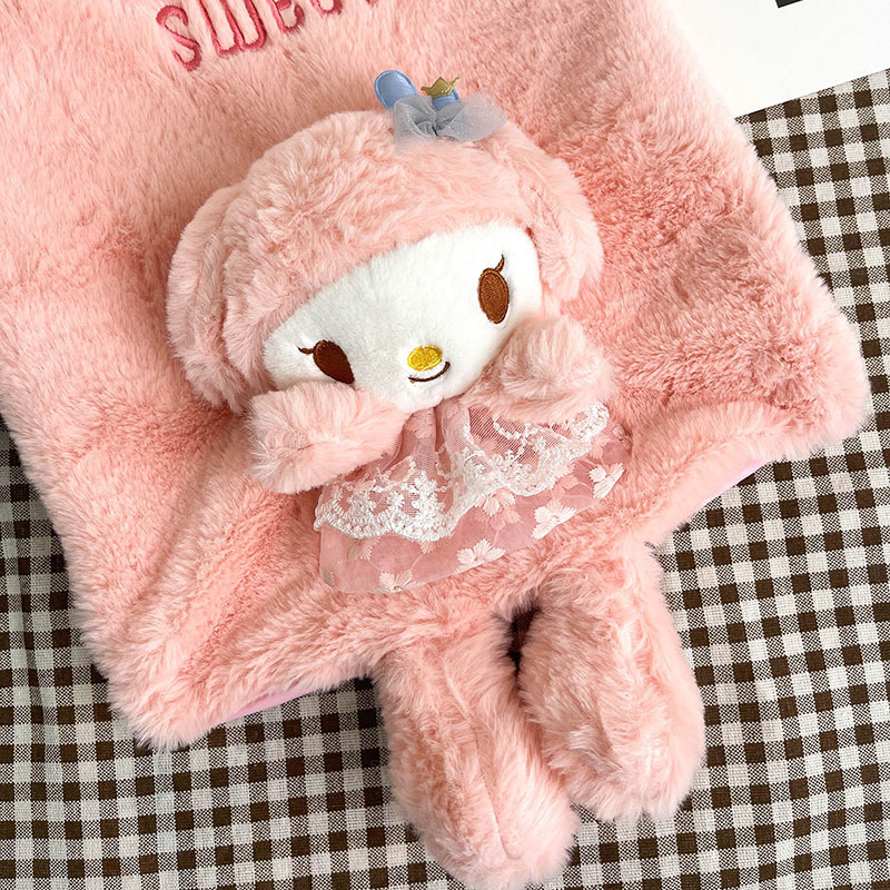 Cute cartoon children's handbag, plush bear girl, single-shoulder bag, primary and junior high school students' tutorial book bag for girlfriend details Picture