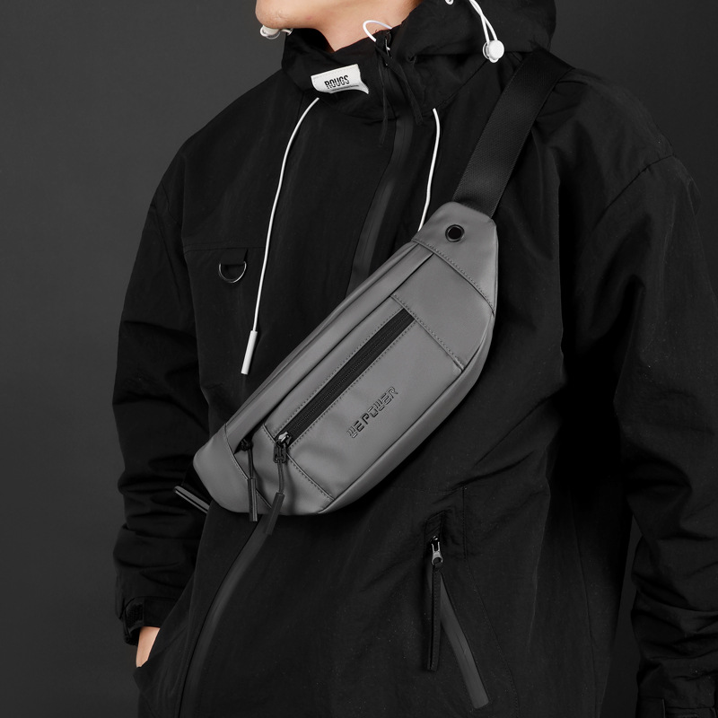 WEPOWER's new fashionable men's water-resistant waist bag, outdoor cycling crossbody bag, and sports travel chest bag details Picture