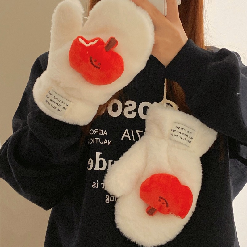 2024 New outdoor student cycling warm fleece thickened gloves, winter warm gloves, fleece cold-proof gloves details Picture