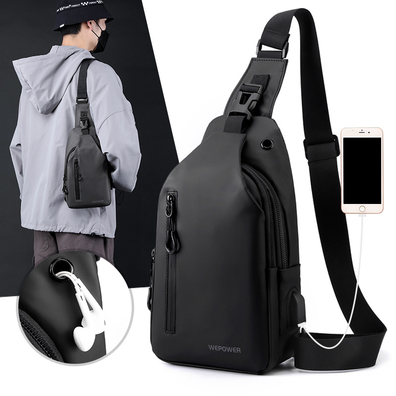 New cross-border men's chest bag, casual large-capacity single-shoulder crossbody bag, Korean-style motorcycle bag, water-resistant trendy backpack full figure