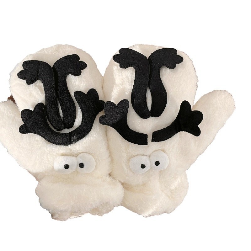 Cute and funny little coal ball plush gloves for students to keep warm during winter cycling. They are thickened with plush and hung around the neck Item Picture
