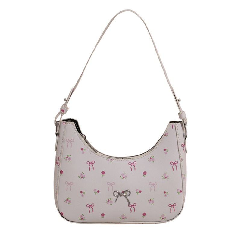 Gentle and sweet single-shoulder bag, new high appearance level floral bow underarm bag, fashionable handbag manufacturer wholesale Item Picture