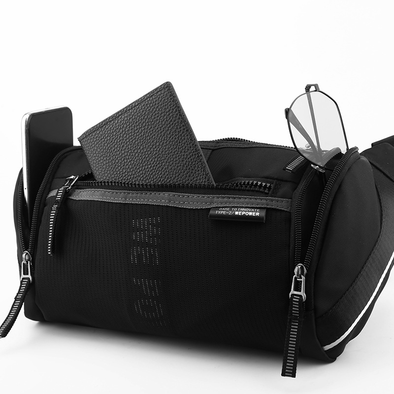 WEPOWER trendy men's casual waterproof chest bag, multi-pocket large capacity single-shoulder crossbody bag, outdoor chest bag Specification drawing