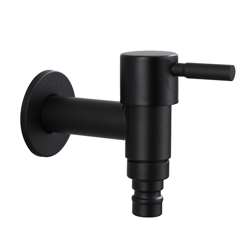 Black quick-opening 4-inch faucet for washing machine, 304 stainless steel single-cooling faucet for mop, sink faucet Item Picture