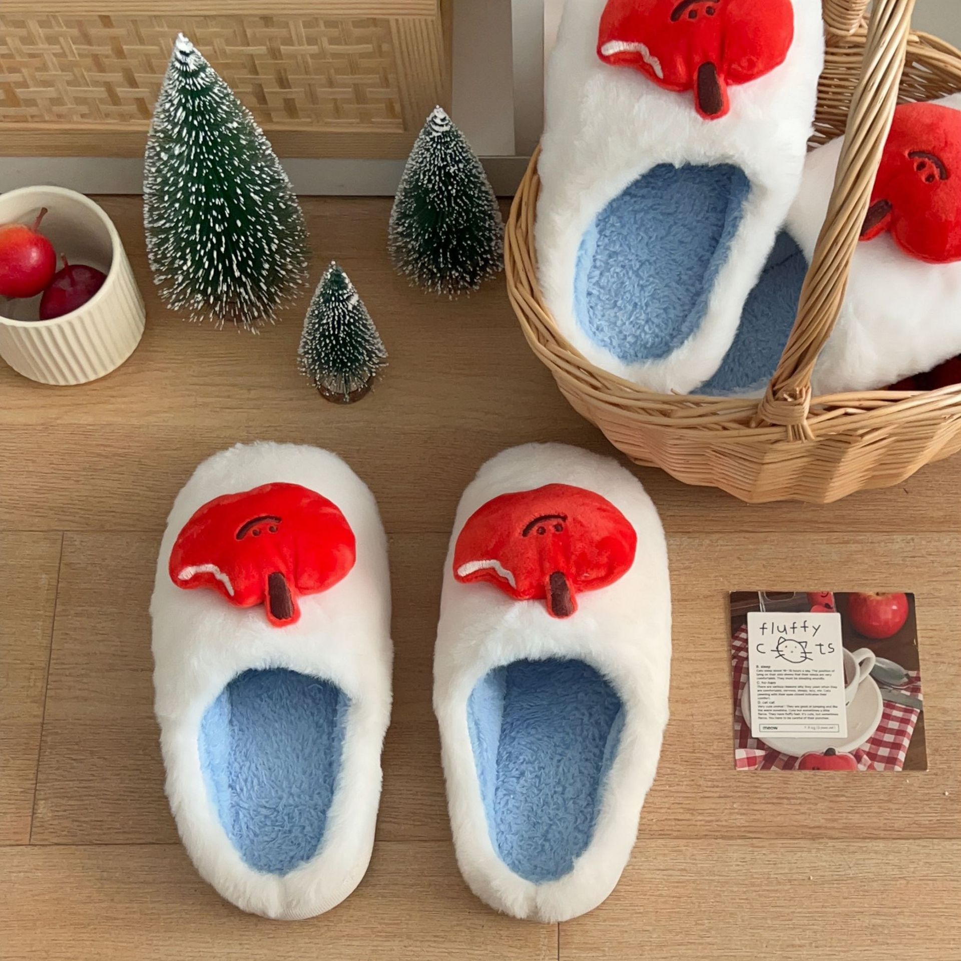 Winter home plush slippers, cute cotton slippers, women's 2024 new autumn and winter indoor thick-soled plush cotton shoes details Picture