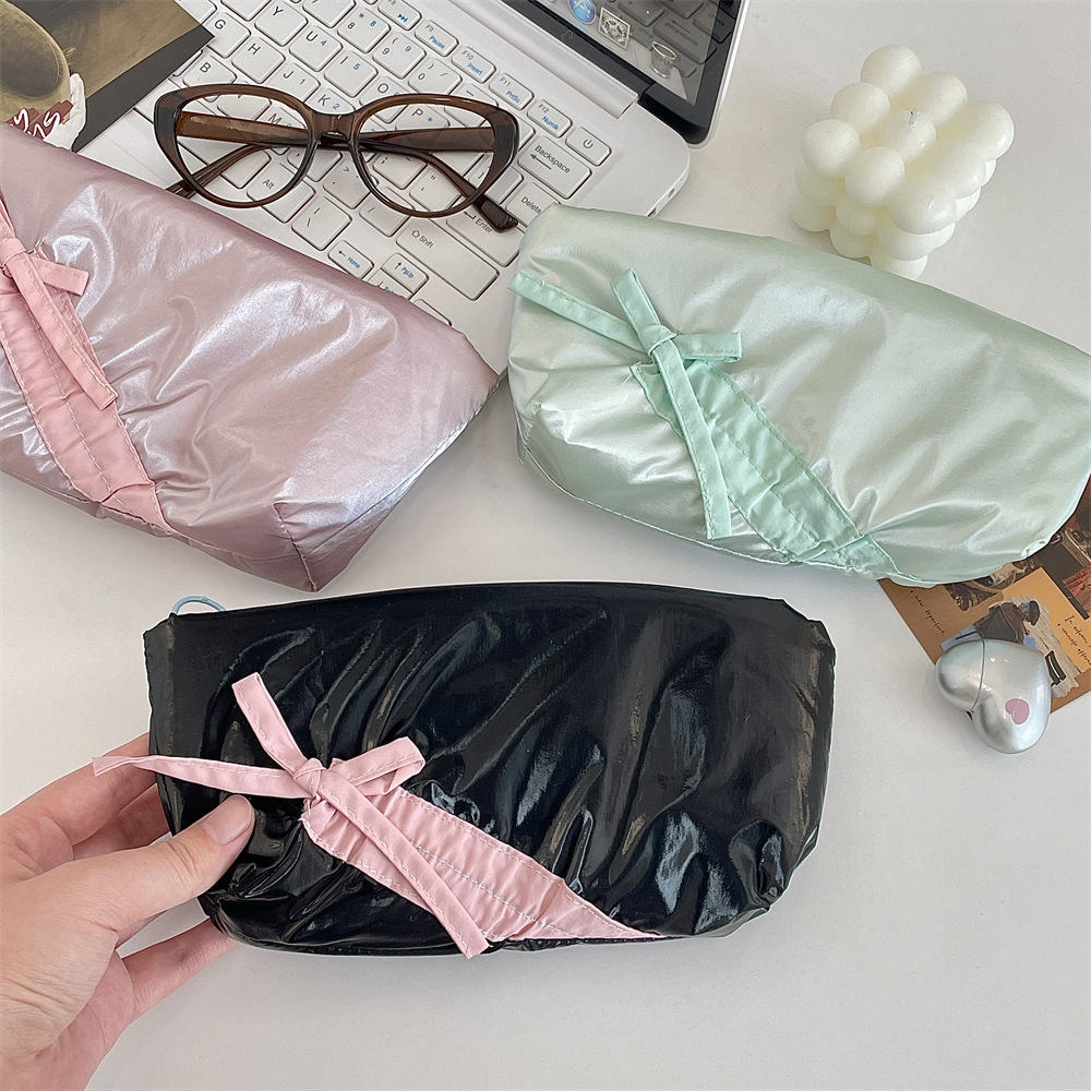 52162 Cute Bow Pen Case for Girls, high appearance level, ins style for students 2025, simple and large capacity Pencil case Specification drawing