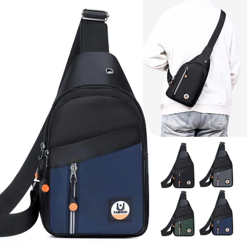 Durable men's business Korean-style multi-layer pocket single-shoulder crossbody bag, new trendy sports backpack, water bottle bag full figure