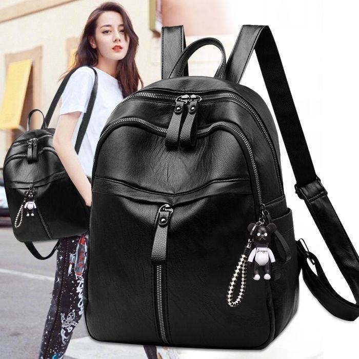 The 2023 new Korean version of the backpack for women is a trendy small backpack that is versatile. It is a soft leather large-capacity fashionable backpack for women details Picture