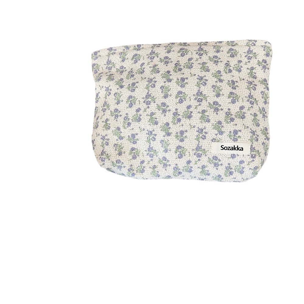 44203 Floral canvas bag, textured cotton and linen large-capacity single-shoulder handbag, casual student shopping bag Item Picture