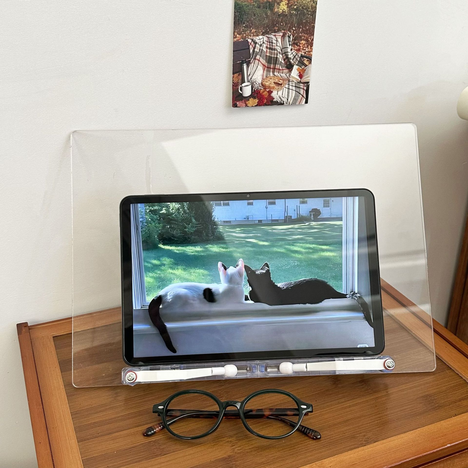 Acrylic flat plate reading stand, Korean ins transparent student desk bookstand, lazy person's reading tool Specification drawing