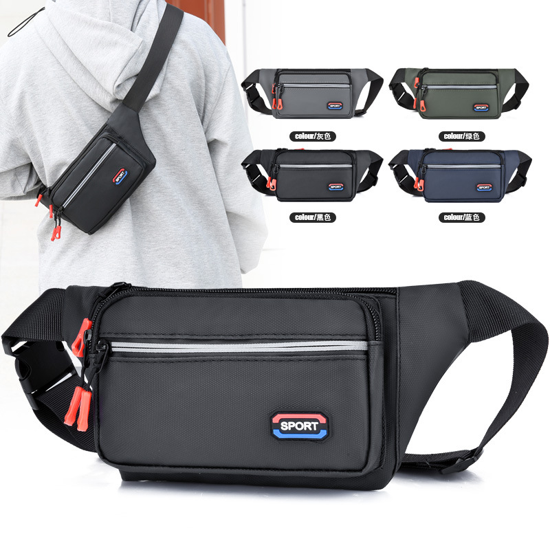 New multi-functional, simple and fashionable waist bag, men's and women's reflective strip chest bag, outdoor travel coin purse, sports crossbody bag full figure