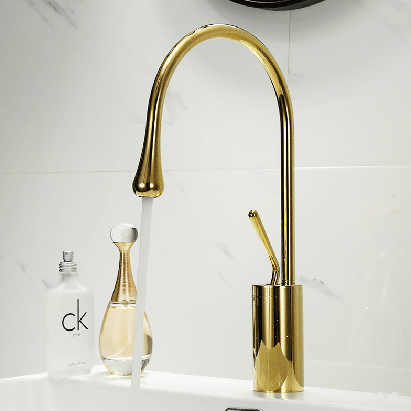 Copper washbasin, cold and hot water faucet, washbasin, black washbasin, countertop basin, bathroom cabinet faucet, white water drop faucet Specification drawing