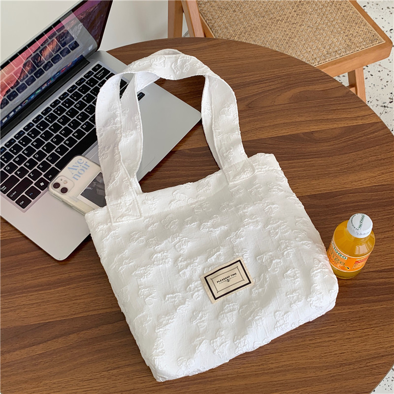 In stock: 17314 bag for women, retro jacquard with small flowers, double-shoulder or single-shoulder bag, hand-carry, underarm, college students Item Picture