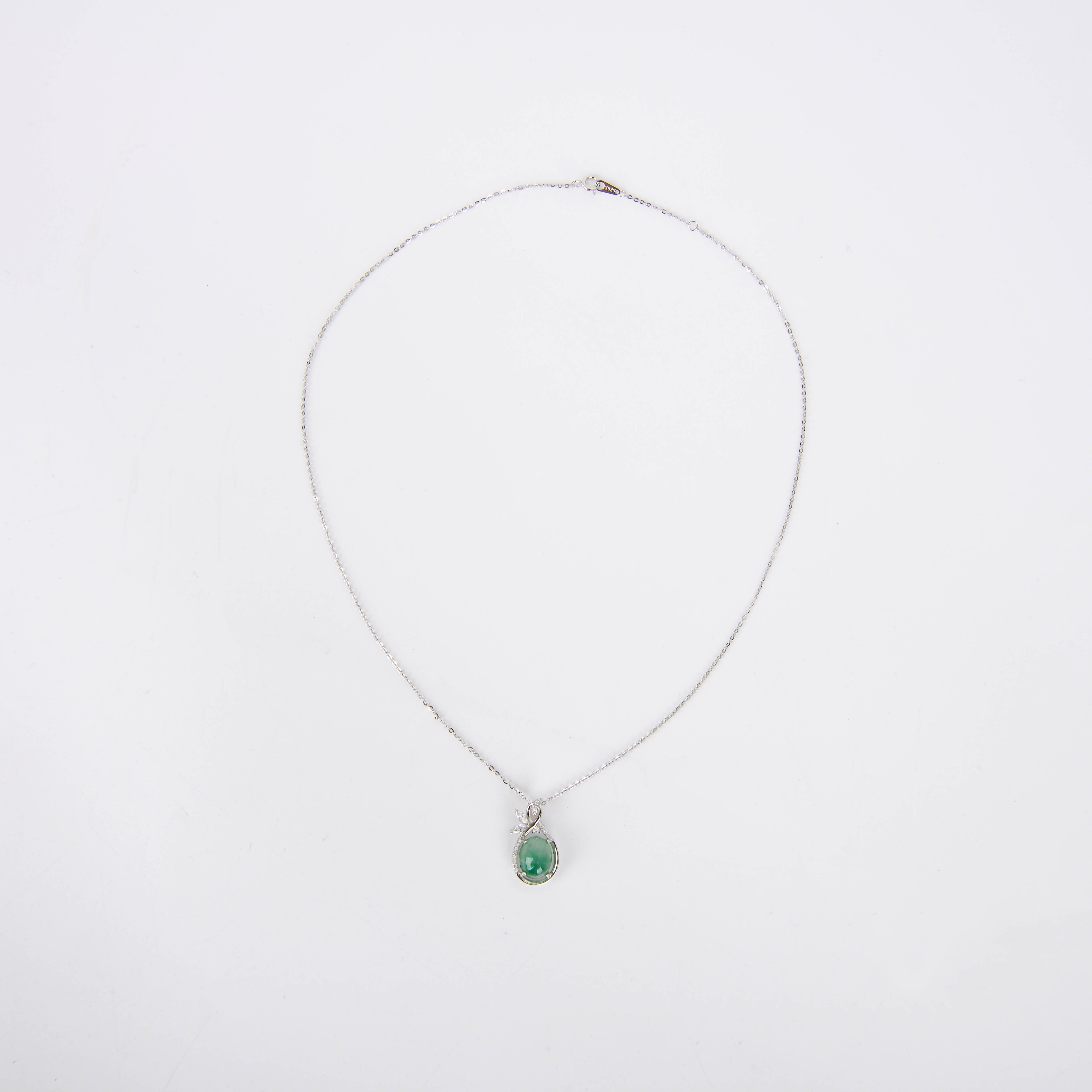 原创设计绿石吊坠项链复古民族风男女同款锁骨链