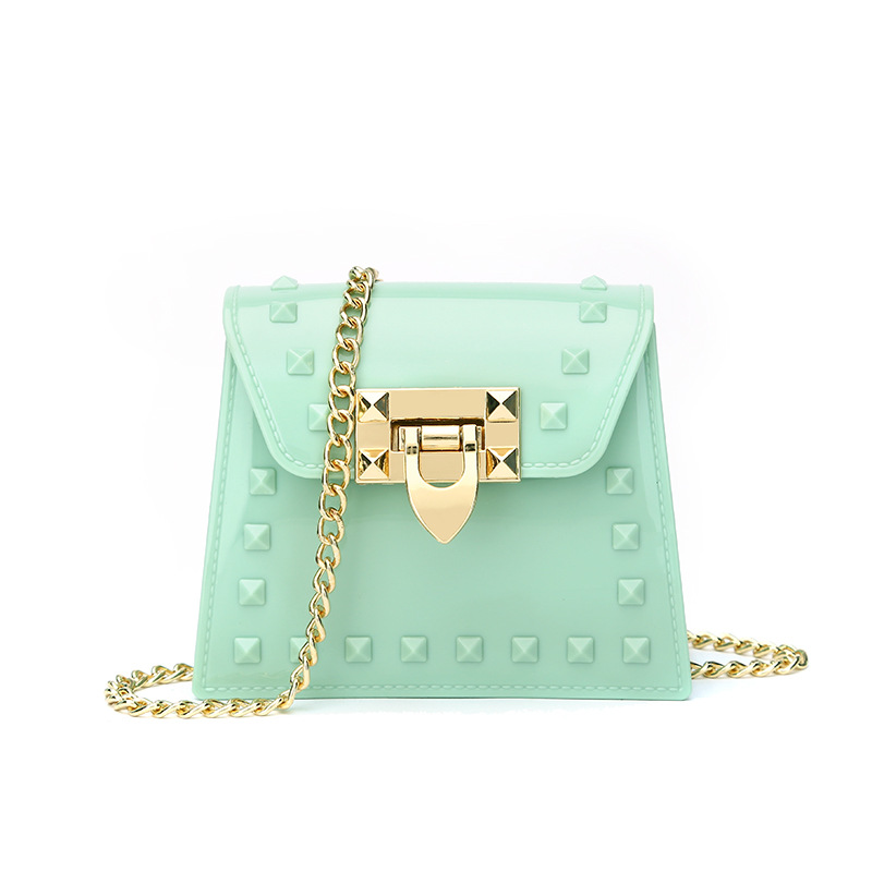 2025 New rivet mini bag Macaron, fashionable, simple and fresh jelly children's bag, single-shoulder crossbody bag Item Picture