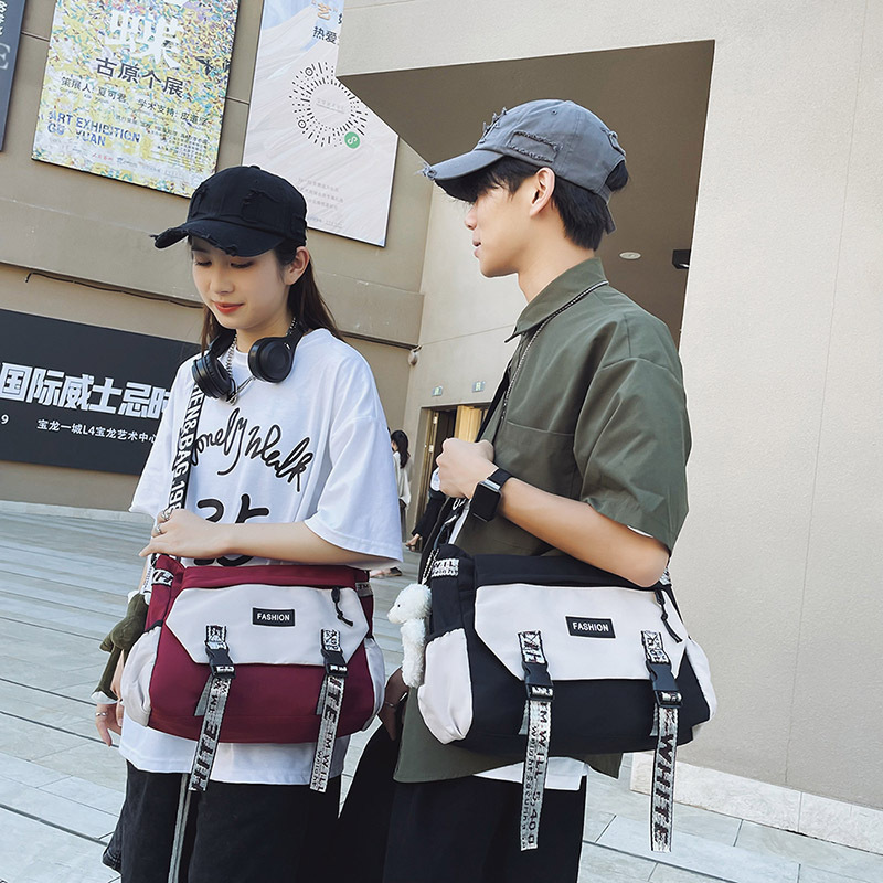Men's trendy crossbody bag 2022 new large-capacity student class postman backpack Women's casual Japanese-style single-shoulder bag Specification drawing