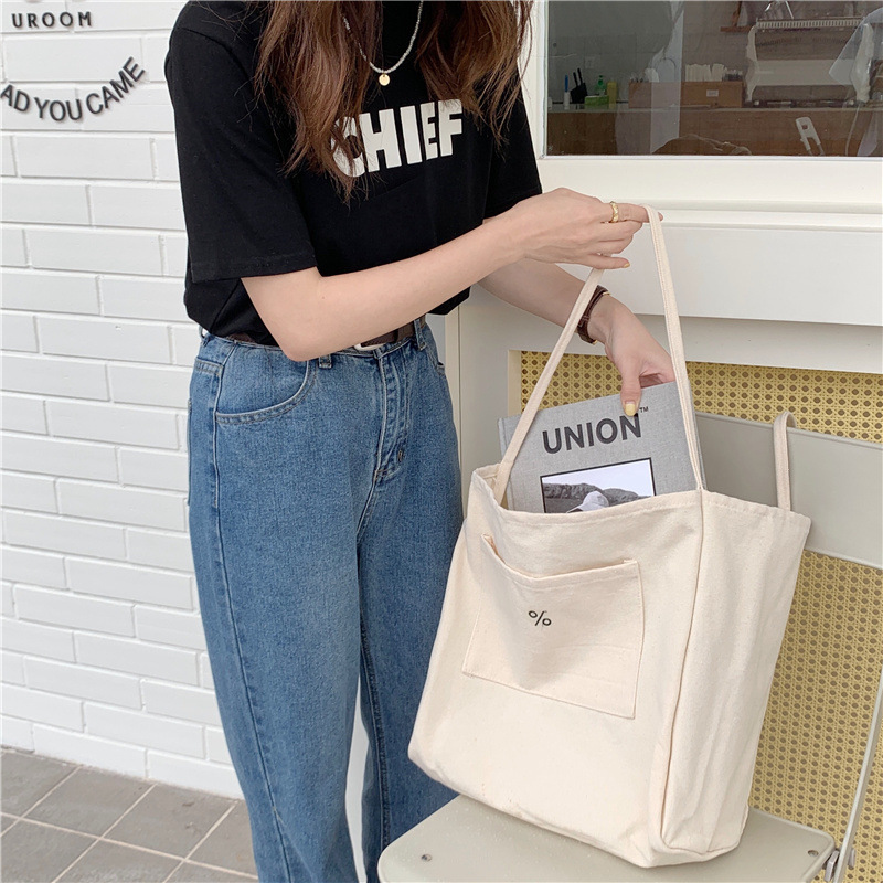 Wholesale 1521 laid-back style large-capacity single-shoulder bag, simple Korean-style student shopping bag, artistic canvas tote bag Specification drawing