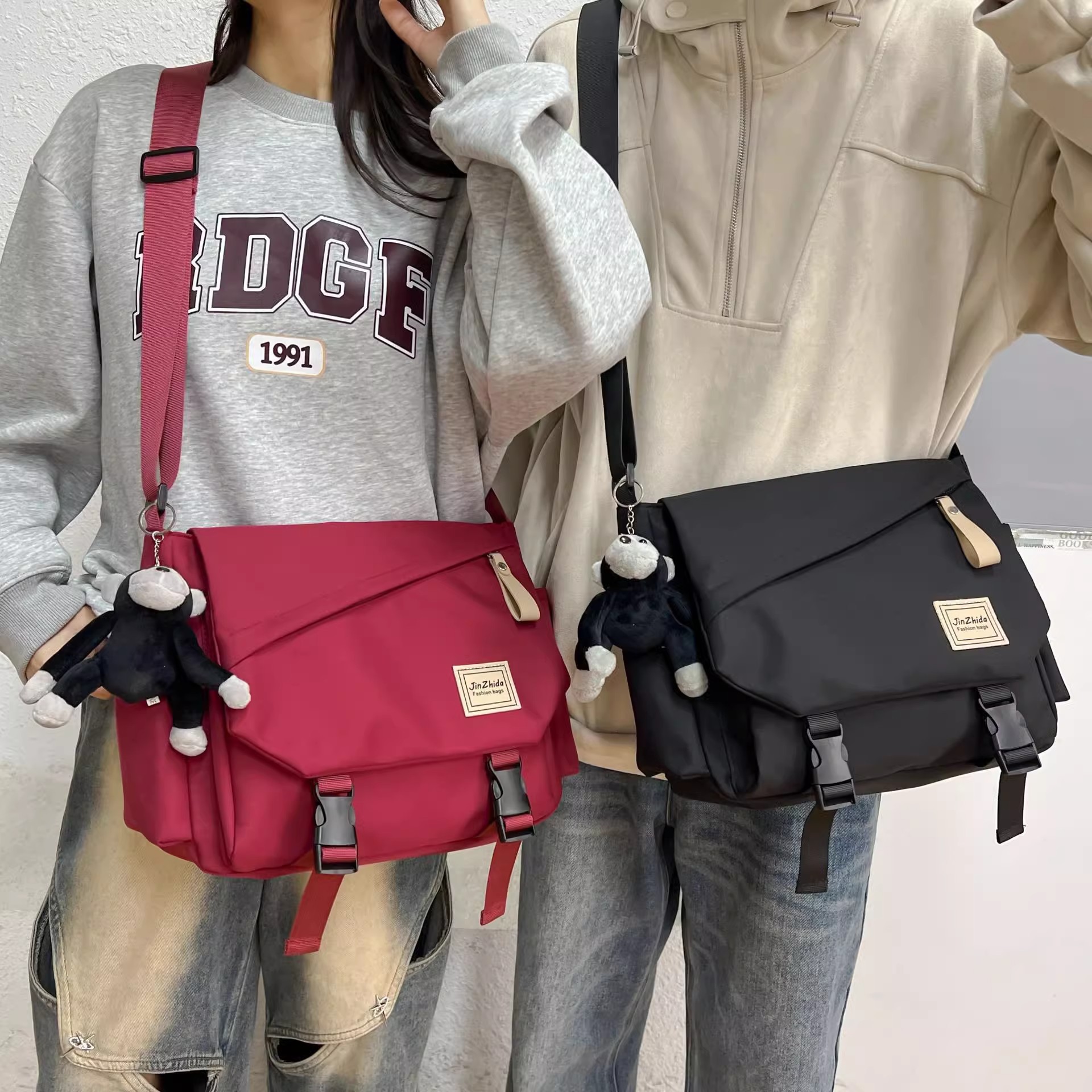 Harajuku Gakuen style crossbody bag for women, ins Japanese style, versatile, large-capacity single-shoulder bag for campus, student class tutorial bag Specification drawing