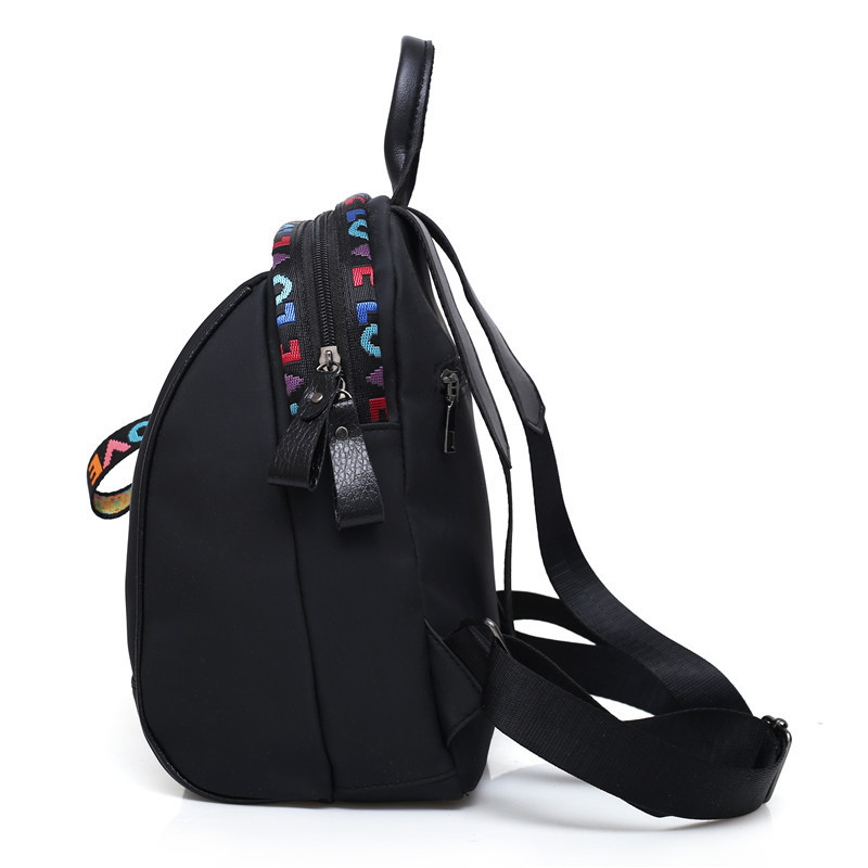 Oxford Cloth Women's Backpack 2020 Spring New Style Women's bag Korean style trendy fashion ribbon solid color double-back schoolbag, trendy Specification drawing