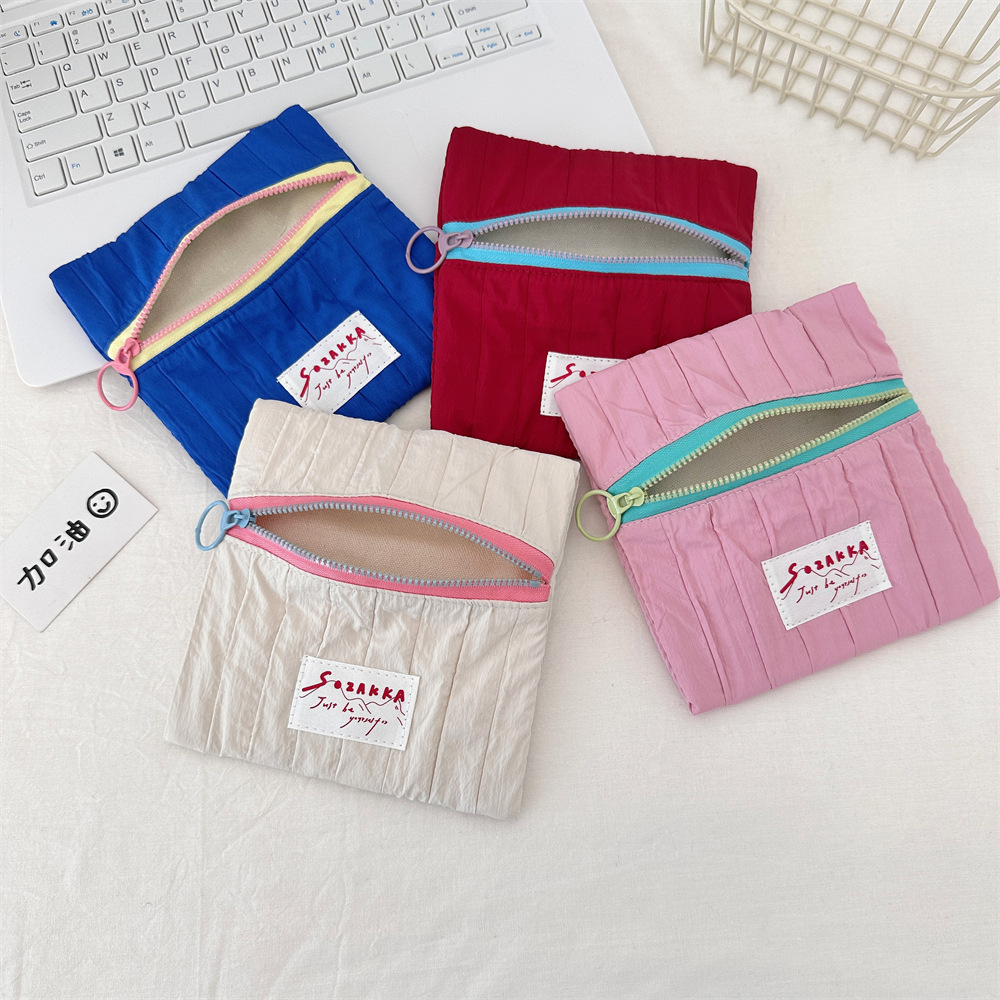 4961 ins color-blocking zipper small cosmetic bag, portable hand-held bag, coin purse, washbasin storage bag details Picture