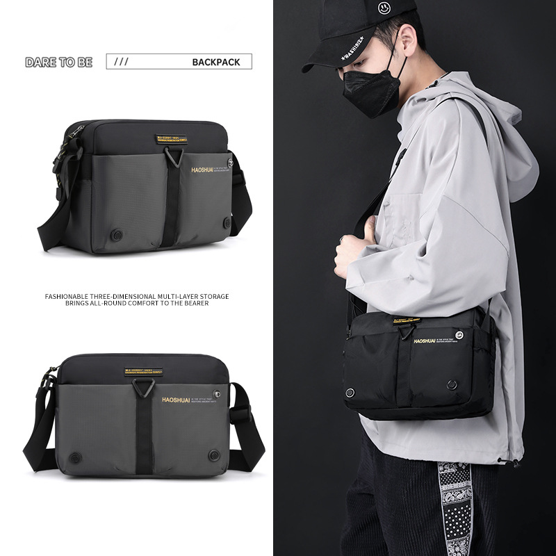 New cross-border men's crossbody bag, outdoor sports single-shoulder bag, fashionable and casual men's bag, simple business briefcase details Picture