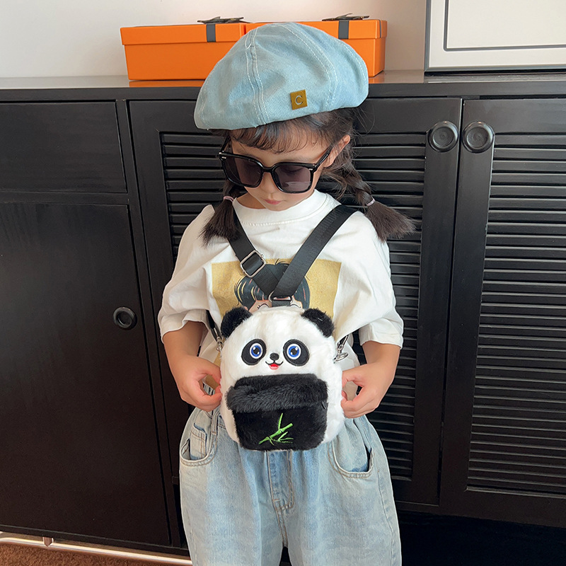2023 Panda Backpack, Cute plush Bag, Little Bear Bag, Embroidered Backpack, Detachable Children's single-shoulder crossbody bag details Picture