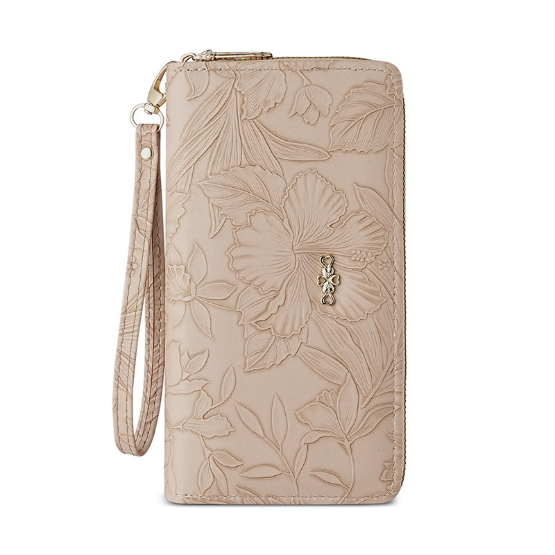 Ladies' long double-zipper wallet, mobile phone case, student wallet, large-capacity clutch, soft coin purse, batch Item Picture