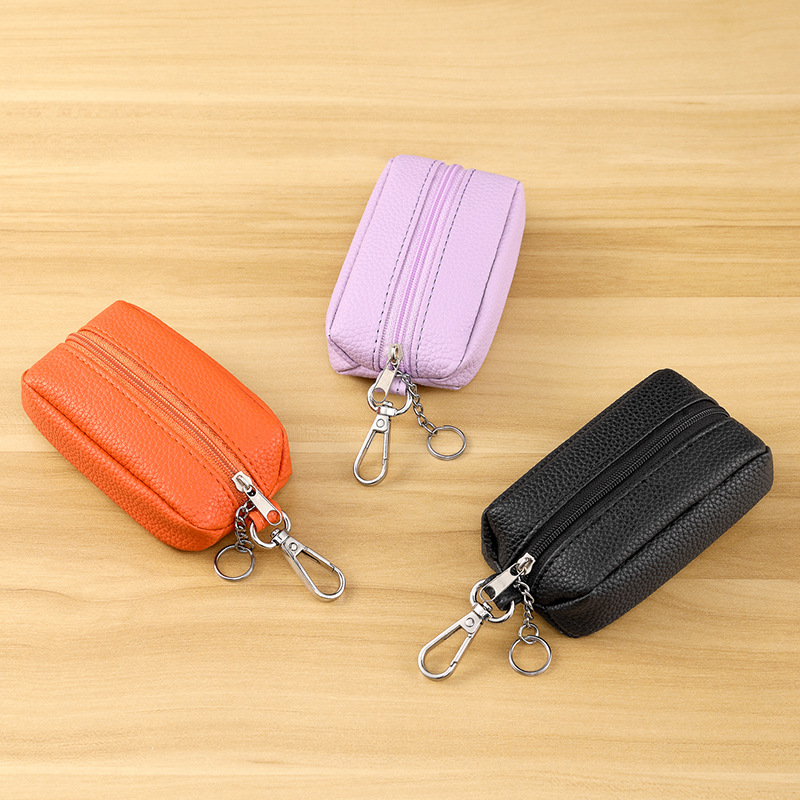 A new multi-functional lychee pattern key case in pu style from Europe and America, a mini pu coin purse with a hanging zipper Specification drawing