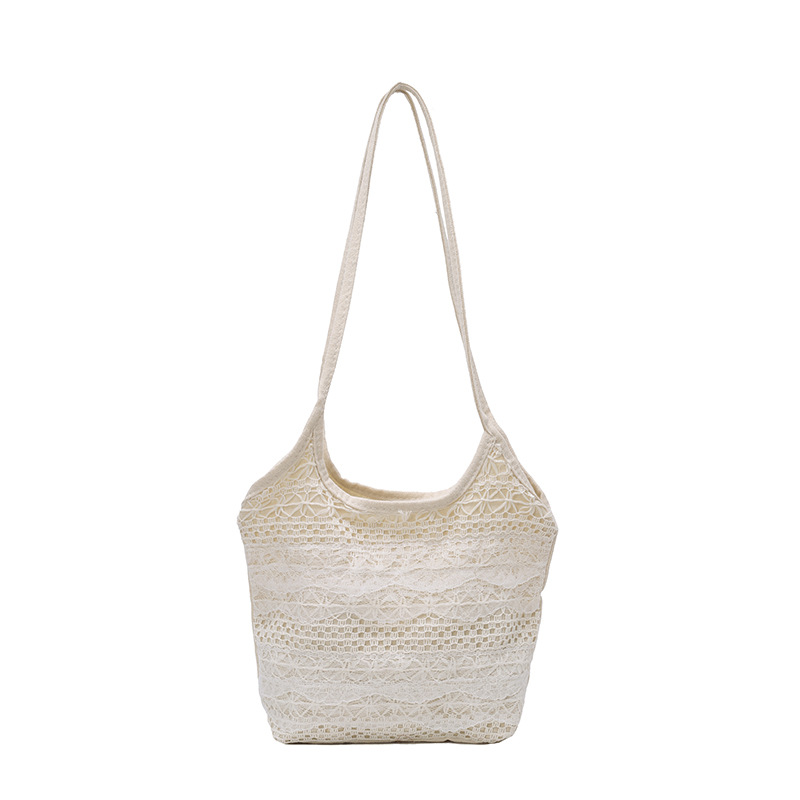 2025 Summer New casual vacation backpack: Ethereal lace shoulder bag, large-capacity tote bag, hollowed-out beach bag details Picture