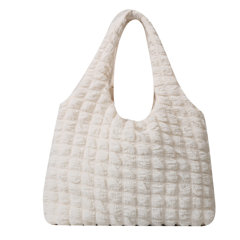 This year, trendy underarm bags, cloud-shaped pleated bubble women's bags, autumn canvas simple and casual hand-held vest bags are in vogue Item Picture