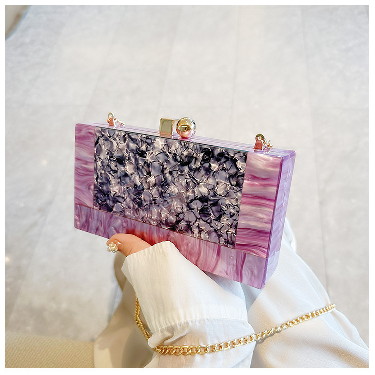 2025 Cross-border Direct Sales Dinner Bag: Retro European and American patchwork bag, trendy acrylic bag, single-shoulder crossbody chain bag Specification drawing