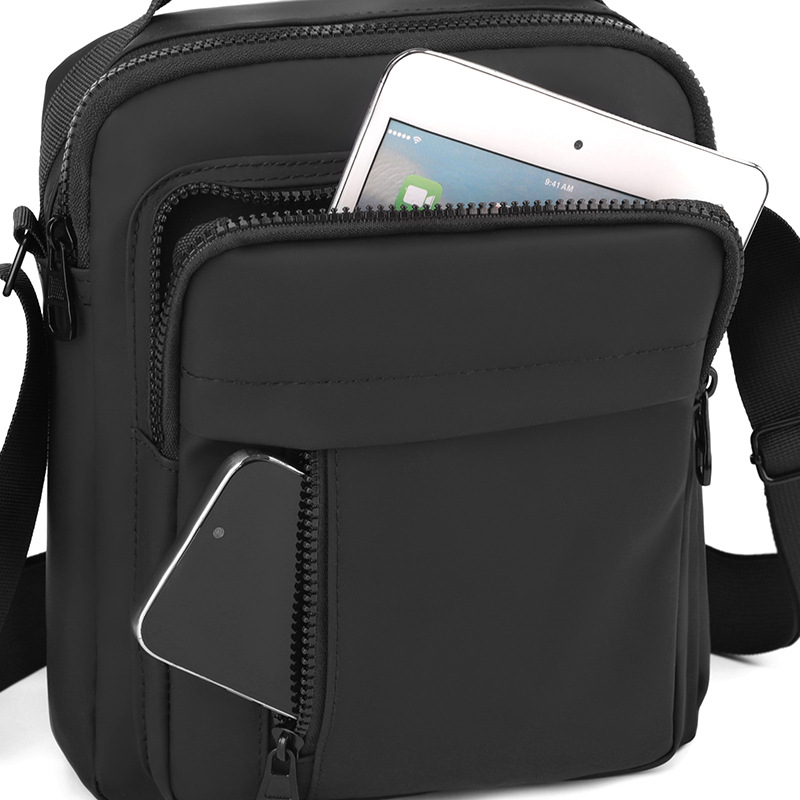 Wholesale of new cross-border simple, casual and durable single-shoulder bags with large capacity and multiple pockets, waterproof leather film fabric crossbody bags Specification drawing