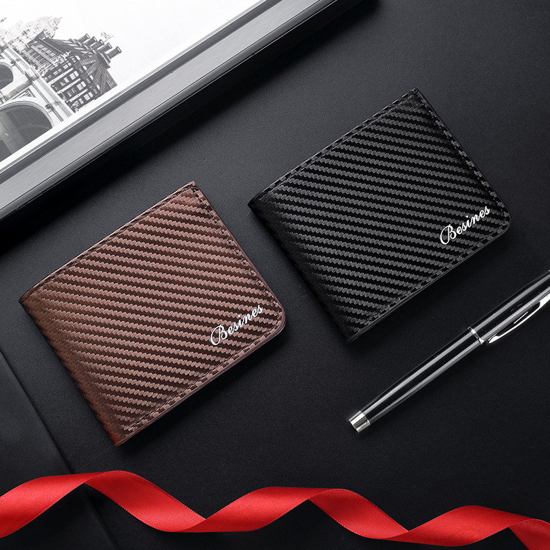 Factory wholesale of new men's wallets in stock, featuring carbon fiber multi-slot zipper coin purifiers, card bags, and short men's wallets Specification drawing