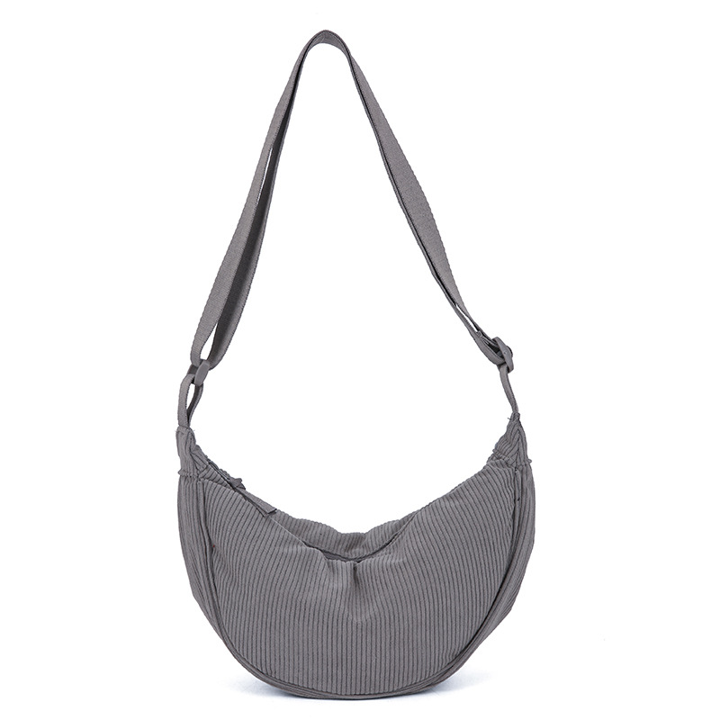 The new 2024 corduroy solid-color crossbody bag with large capacity, lightweight dumpling bag and single-shoulder canvas bag under the armpits is selling well for women Item Picture