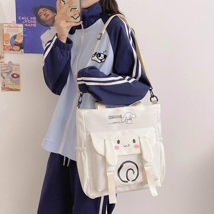 Foreign trade women's bag, large capacity bucket bag, 2024 new style nylon fabric cute cartoon dog shoulder bag, crossbody bag undefined