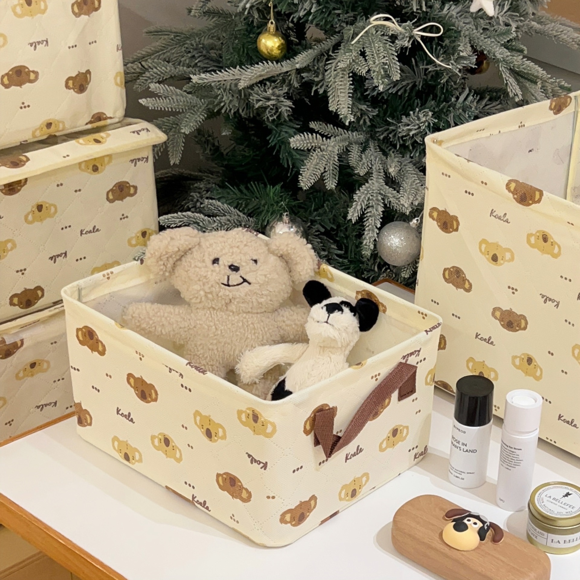 Koala clothing storage box, fabric storage, foldable dust-proof cover, bedroom organizing storage basket, storage basket full figure