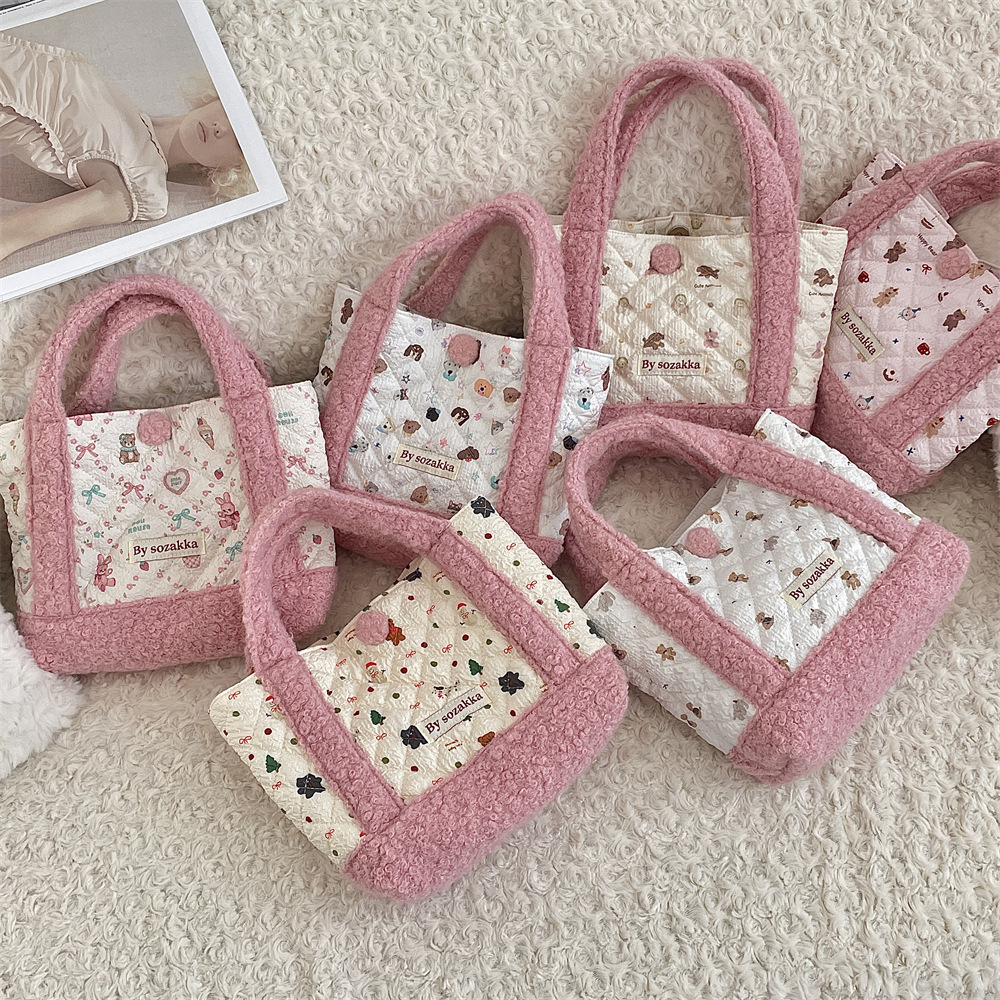 5227 Girl Heart Bear Handbag for Girls, large-capacity hand-held Mommy Bag, New Shopping Tote Bag for girls full figure
