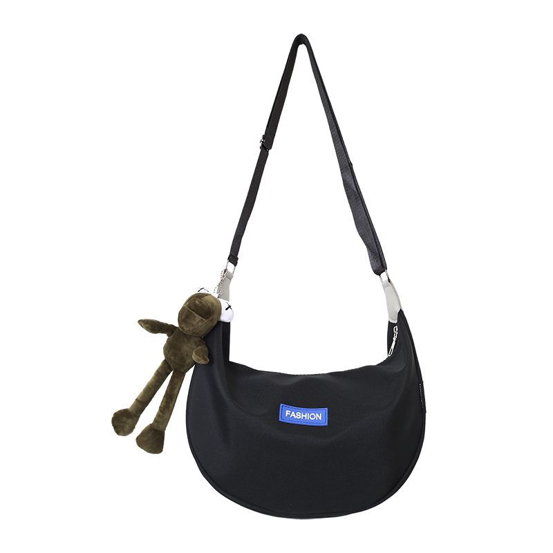Dumpling bag Women's canvas bag crossbody casual and versatile, ins large-capacity college student class make-up single-shoulder commuting bag Item Picture