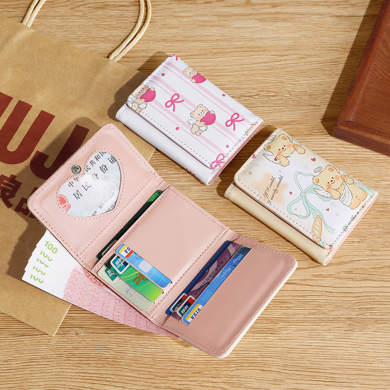 ins cute animal bear coin purse case, leather case, two-in-one motor vehicle license plate and driver's license book details Picture