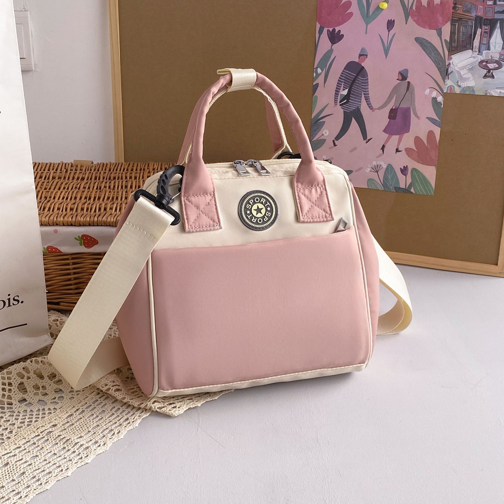 New multi-functional fashionable mommy bag, small crossbody shoulder bag for moms going out, baby stroller storage bag Application Scenario
