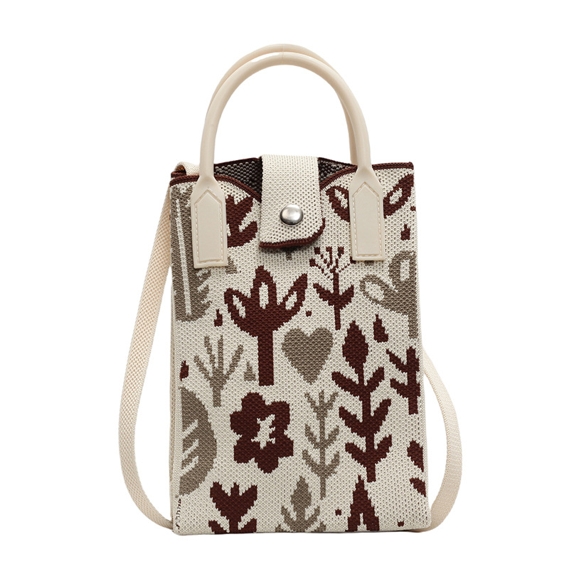 The Korean-style fortune handbag is a fashionable and simple knitted single-shoulder crossbody phone bag for portable storage when going out Item Picture