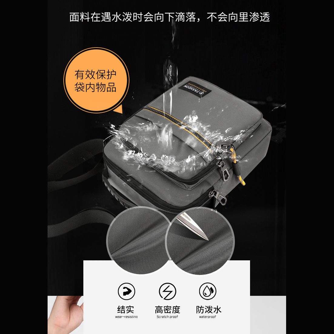 New simple and casual outdoor crossbody bag, men's waterproof Korean-style trendy handbag, men's color-matched cash register shoulder bag Application Scenario