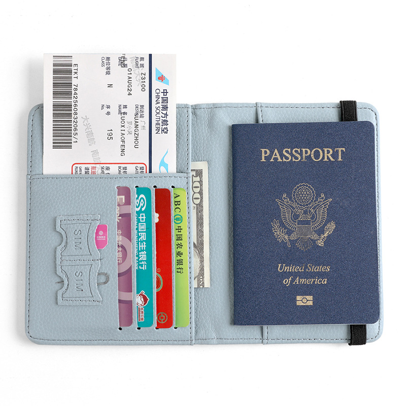 Wholesale of cross-border PU leather card case, passport holder, RFID passport case, Travelwallet multi-functional document bag Specification drawing